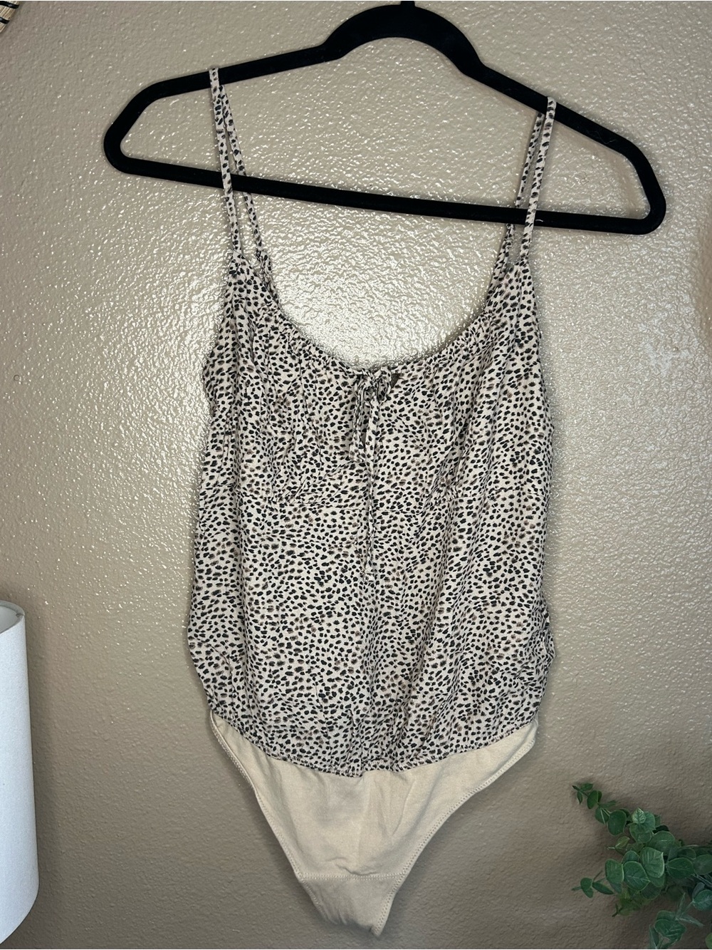 Abercrombie & Fitch Cream and Black Spotted Camisole Bodysuit